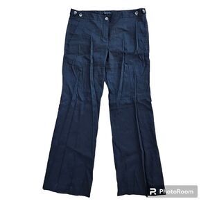 Theory Black Linen Flared Pants Women's Size 10